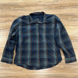 PRANA Men's Blue Plaid Shirt in Excellent Condition